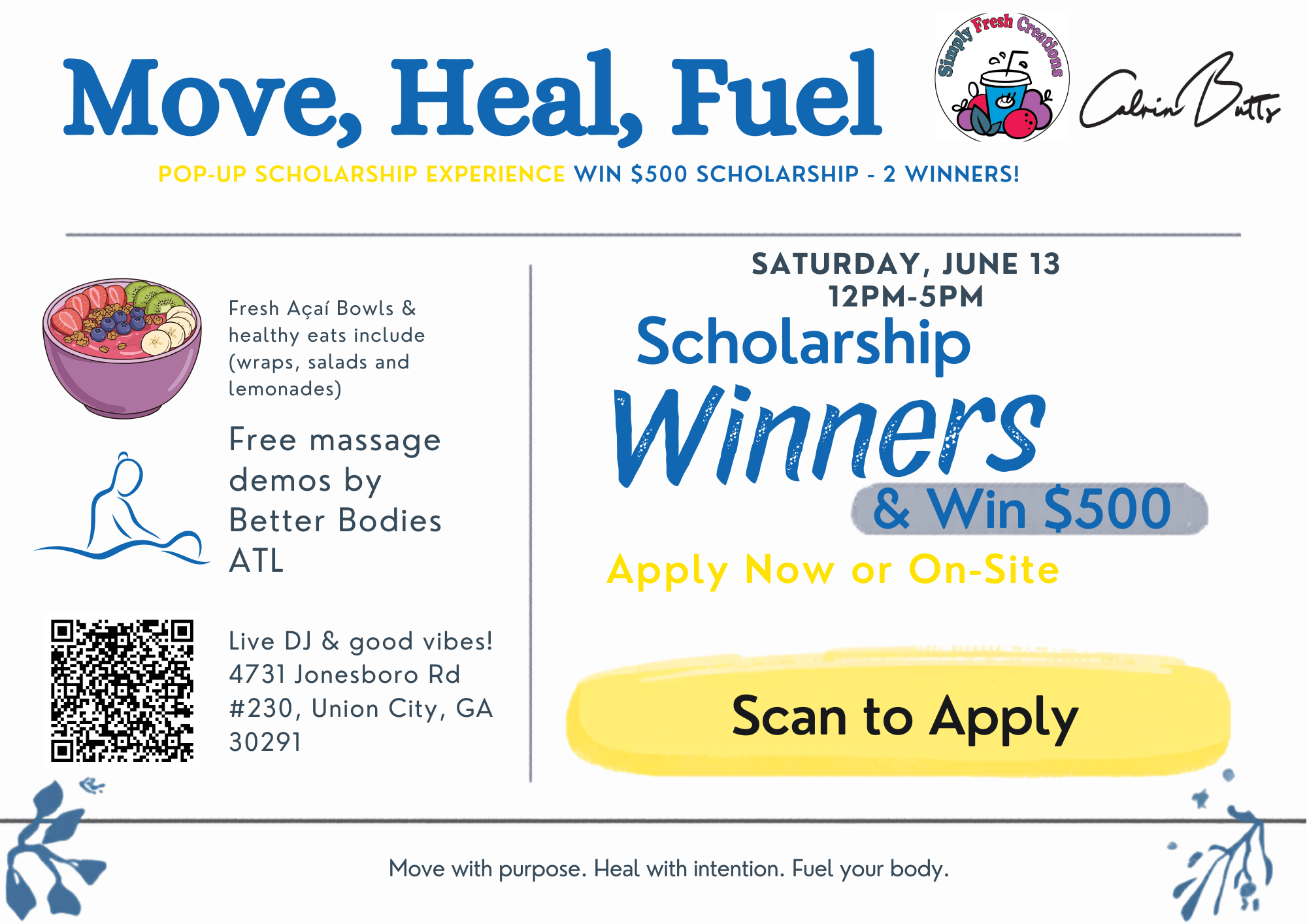 Move, Heal, Fuel Event Flyer