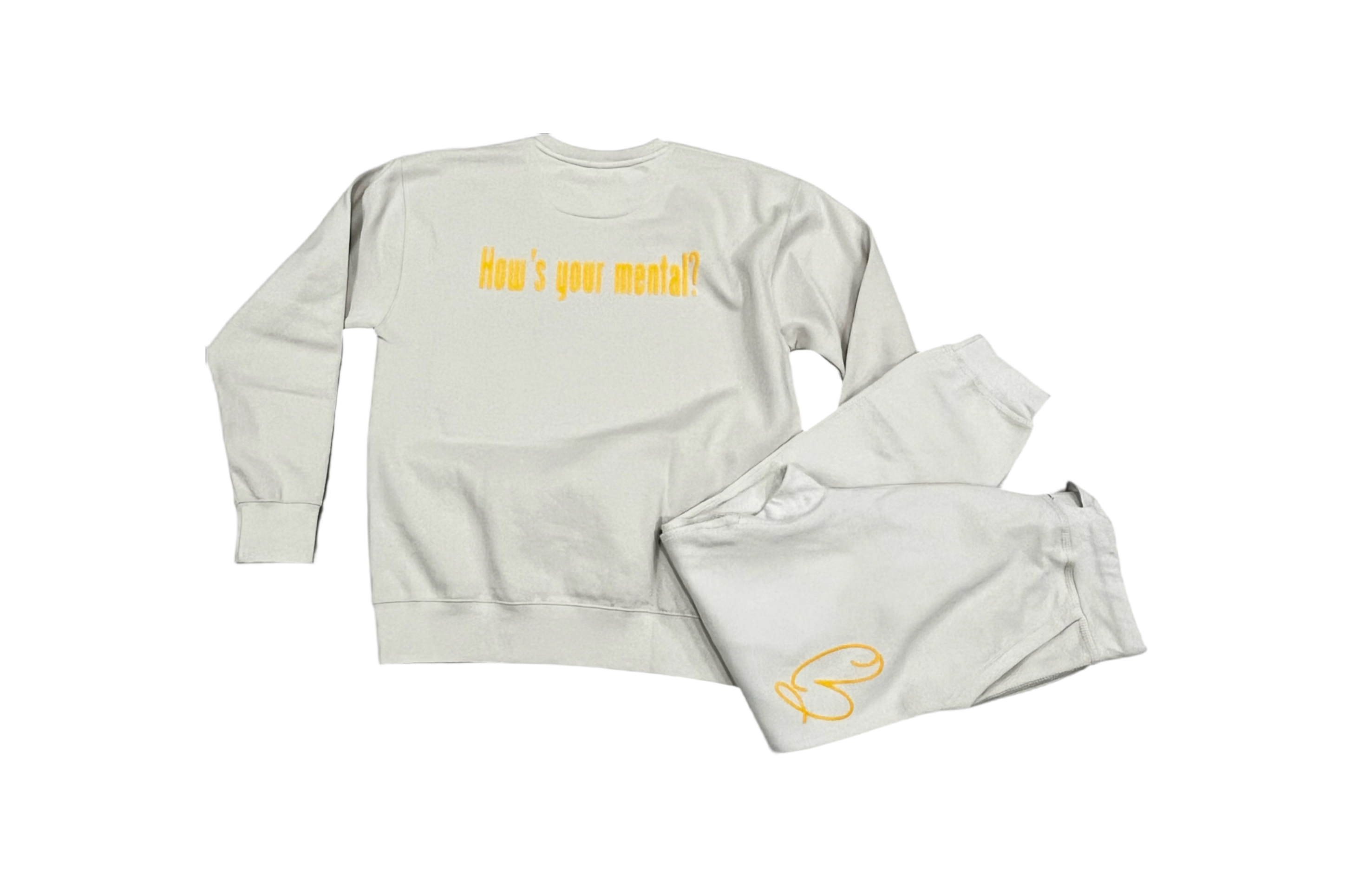 How's Your Mental? Sweatsuit Set - White
